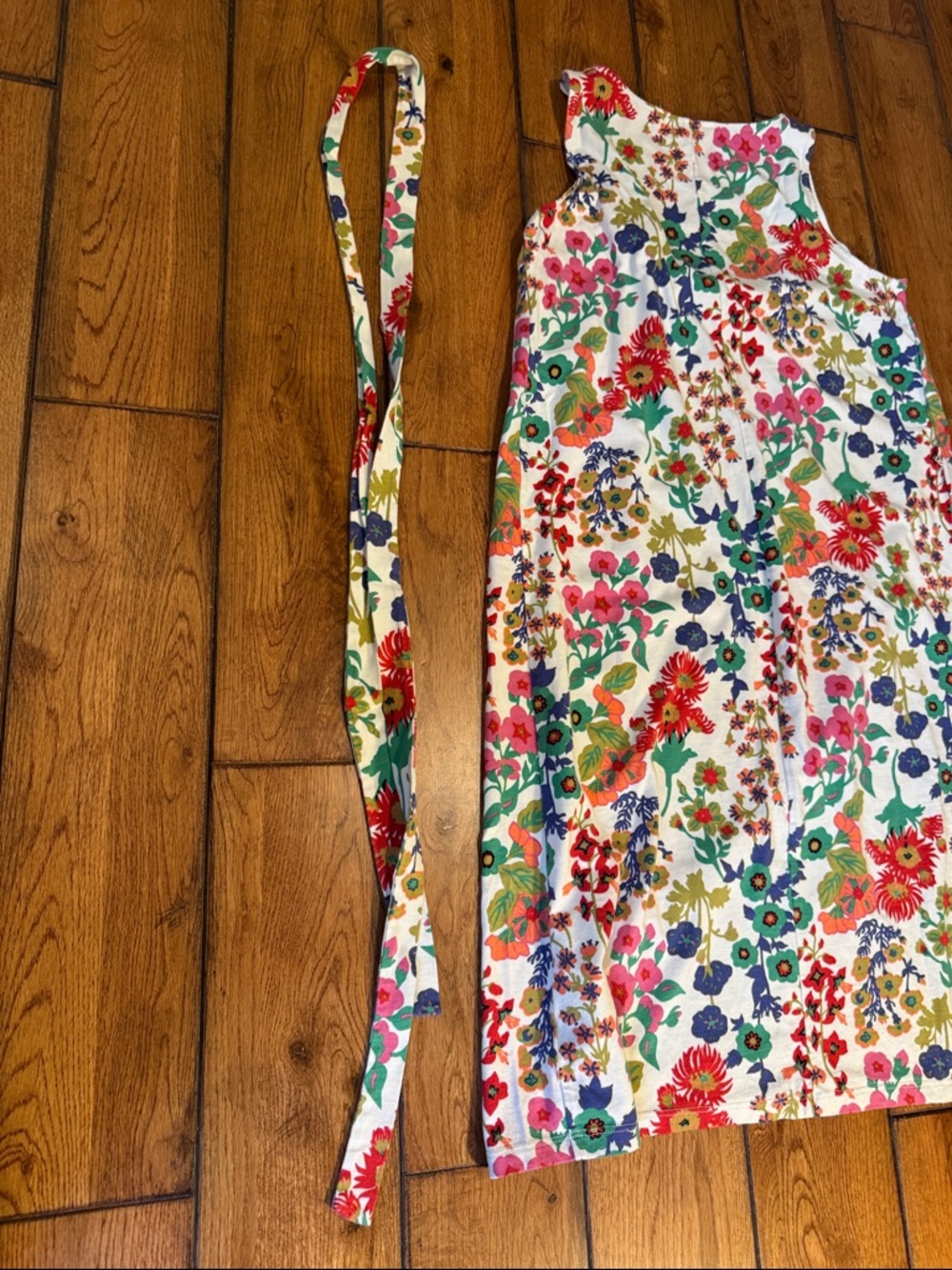 Boden White Sleeveless Floral Tie-Waist Mini Dress - Picture 8 of 8